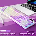 Miniatyrbild 1 av 5: Retro Punk Rund Keycap Gaming Tangentbord Trådbundet RGB Bakgrundsbelyst Tangentbord USB Bakgrundsbelyst 104 Tangenter Tangentbord white purple