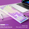 Pikkukuva 1 / 5: Retro Punk pyöreät näppäinhatut pelinäppäimistö langallinen RGB-taustavalaistu näppäimistö USB-taustavalaistu 104 näppäimen näppäimistö white purple