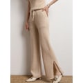 Miniatyrbillede 1 af 5: Ny Chic 100% Cashmere Dame Bukser med Brede Ben Efterår Vinter Casual Høj Kvalitet Bløde Varme Strikkede Drop Mop Bukser Koreansk Mode qing rong M