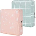 Miniatyrbillede 1 af 5: Sanitetsbind Opbevaringspose, 2 stk. Menstruationskop Pung, Bærbar Sanitetsbind Opbevaringspose i Bomuldsstof til Teenagepiger Kvinder Damer (Gitter)