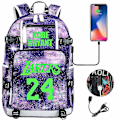 Pikkukuva 1 / 5: Nuorten opiskelijoiden koululaukku miesten ja naisten vapaa-ajan matkareppu Ko Be Bryant No.24 Lakers -reppu valaiseva nuorten ala- ja yläkoulun laukku USB C color-9