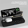 Pikkukuva 4 / 5: C09 Magneettinen langaton latausasema puhelimelle / AirPodseille / Apple Watchille herätyskellolla ja yövalolla White