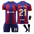 Miniatyrbilde 1 av 2: 23-24 Barcelona hjemmedrakt Frenkie De Jong nr. 21 (med sokkebeskytter) Frenkie De Jong No. 21 24