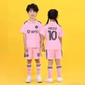 Miniatyrbillede 2 af 5: Fodboldtøjssæt til børn i alderen 3-13 år Messi Ronaldo NR. 10/7 træningstøj Pink with socks 4-5T 16