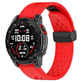 Miniatyrbillede 2 af 5: Kompatibel med Garmin Tactix 7 Pro / Fenix 7X / Fenix 7X Solar Silikone Urrem 26mm Åndbar Urrem med Foldespænde Red