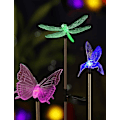 Pikkukuva 1 / 5: 3 LED-väriä vaihtavan aurinkokennovalon setti ulkokäyttöön - Puutarhahahmot (kolibri, perhonen, sudenkorento) - LED-puutarhavalot puutarhakoriste - Piha