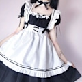 Pikkukuva 5 / 5: 2022 Musta Söpö Lolita-piikatytön asu Tytöt Naiset Ihana Piika Cosplay-asu Animaatioesitys Japanilainen asu Mekko Vaatteet red wine M