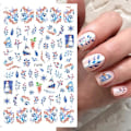 Miniatyrbild 5 av 5: Jul Nagelstickers Nagelkonst 5 Ark Självhäftande Nagelstickers Nageldekoration Nagelkonst Design Manikyr