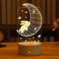 Miniatyrbillede 1 af 5: Romantisk Kærlighed 3D Akryl LED Lampe til Hjemmet Børns Natlys Bordlampe Julefrokost Dekoration Valentinsdag Sengelampe Rabbit moon
