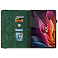 Miniatyrbild 2 av 5: Kompatibelt Fodral för Lenovo Tab K11 Plus Fjäril Blomma Tryck PU Läder Tablet Skydd med Kortfack Green