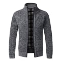 Miniatyrbilde 5 av 5: Høst Vinter Varm Cardigan Menn Fleece Glidelås Gensere Jakker Herre Slim Fit Strikket Genserjakke Tykk Cardigan Genser Frakk Menn Dark Grey China M
