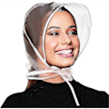 Miniatyrbild 1 av 5: 6 Stycken Regnbonnet med Skärm Klar Vattentät Regnscarf Skyddar Frisyr Plast Regnhattar För Kvinnor Dam Regnkläder
