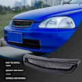 Miniatyrbillede 3 af 5: EK T-R Style Front Kofanger Hjelm Mesh Grill Racing Grill til EK DX EX LX Type R 1999-2000 Glossy Bla