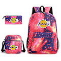 Miniatyrbilde 4 av 5: Tredelt Skolesekk Lakers Trykt Blyantveske Skulderveske Starry red Three piece set