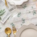 Pikkukuva 5 / 5: Korealainen pieni päivänkakkara puuvillainen kukkapöytäliina, teepöydän koristelu, suorakulmainen pöytäliina keittiöön, häihin, ruokasaliin Floral-white 140x220cm
