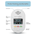 Miniatyrbillede 4 af 5: 4-i-1 Luftkvalitetsmåler Gas CO Alarm Monitor Temperatur- og Fugtighedsdetektor med LCD-display til Indendørs Kontor (EU)