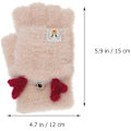 Miniatyrbilde 5 av 5: Flip Plush Hansker for Kvinner Faux Fur Halvfingerhansker Fingerløse Hansker Votter Utendørs Håndbeskyttelse For Barn Jenter (beige)