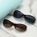 Miniatyrbillede 2 af 5: Polariserede solbriller til damer Kvinder Rhinestone solbriller Kørsel Rejse Udendørs briller UV401 Solbriller Damer Gradient Black Style2