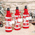 Miniatyrbillede 2 af 4: Håndlavet sweater vinflaskepose til juledekoration, genanvendelig vingavepose til jul, bryllup, fødselsdag, rejser, feriefest, sæt med 3.