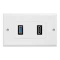 Pikkukuva 3 / 5: 1x 2-portinen HDMI+USB 3.0 -seinäpaneelin pistorasia, valkoinen