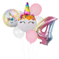 Miniatyrbillede 1 af 5: Regnbue Enhjørning Ballon Nummer Folie Globos Børn Pige 1. Enhjørning Fødselsdagsfest Number4 set