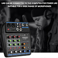 Miniatyrbillede 3 af 5: 4-kanals Audio Mixer Mini Lydmixer Bluetooth 48V Strømforsyning til Musik DJ Optagelse Ka