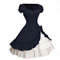 Pikkukuva 2 / 5: Naisten Muoti Klassinen Ta Mekko Rusetti Iso Hame Retro Lootuslehti Neliökaula-aukko Vestidos Lyhythihainen Tilkkumekko Väri5 Korkealaatuinen XL