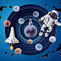 Miniatyrbillede 2 af 5: Sol System Model Universum Læringssæt med 8 Planeter Sol System Legetøj til Børn, Raket Sol Måne Astronaut Model Dimissionsgave