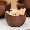 Miniatyrbillede 5 af 5: Træsalatsskål Rund Dessert Display Serveringsbakker Frugt Mad Salater Snack Suppe Skål til Hjem C