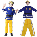 Miniatyrbillede 1 af 3: Børne Fireman Sam Udklædning Kostume Drenge Piger Karneval Fest Halloween Cosplay Kostumer Top Bukser Maske 4-10 År M 110-125cm