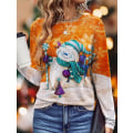 Miniatyrbilde 1 av 5: Ny dame T-skjorte Juletre Print T-skjorter Topper Langermet Casual Topper Mote Rund Hals Normal Passform Y2K Klær For Jenter CTZH231026SDB34 2XL