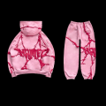 Miniatyrbild 5 av 5: Gotisk Grå Y2k Hoodie Rosa Hoodie Män Tjej Hip Hop Oversized Sweatshirt Harajuku Punk Streetwear Lös Casual Y2k Kostym Sudadera Dark Grey Set XL
