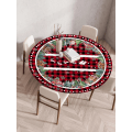 Miniatyrbillede 5 af 5: Juledug med elg, klokke, blomster, røde bær, juledug med snefnug, julemand, dekorativ til julefrokost, bryllup Style 4 Suitable 100cm table
