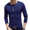 Miniatyrbild 1 av 5: Polo med hög krage för män, enfärgad, smal, elastisk, tunn, pullover, vår, höst, underkläder, polotröja, herrstickad blus, baströja, topp Deep blue 3 XL