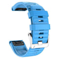 Miniatyrbillede 3 af 3: Kompatibel med Garmin Tactix 7 Pro / Fenix 7X / Fenix 6X Pro 26mm Urrem Silikone Armbåndsrem med Stål Sølvspænde Azure