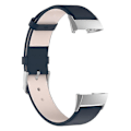 Miniatyrbillede 2 af 3: Kompatibel med Fitbit Charge 4 / 3 Ægte Læder Urrem med Spænde i Rustfrit Stål DarkBlue