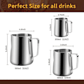 Miniatyrbillede 2 af 5: 350ml/600ml/900ml (12oz/20oz/32oz) Mælkekande i rustfrit stål til kaffe, mælkeskummer, cappuccino og latte (Sølv 12oz/350ml)