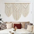 Miniatyrbild 2 av 4: Stor Väggbonad Boho Chic Vävd Tapestry Blad Tofs Konst Bomullsrep Bohemisk Macrame Väggdekor för Sovrum Vardagsrum Lägenhet Bakgrund