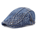 Miniatyrbilde 4 av 5: 2-pakning Denim Beret Herre Caps Retro Casual Hatter Diagonale Stripete Caps