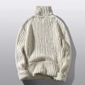 Miniatyrbild 4 av 5: Höst Vinter Herr Polotröjor Pullovrar Enfärgad Långärmad Slim Fit Ungdom Stickad Casual Pullover Tröja Herr