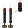 Miniatyrbild 2 av 5: Elektronisk Ljuslykta Plast Lång Ljuslykta Flamlös Flimrande Värmeljus För Halloweenfest Heminredning Halloweendekoration Svart 2st