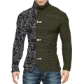 Miniatyrbilde 4 av 5: Pologenser Cardigan Herregenser Høst Vinter Lappeteppe Jakke Vintage Mann Strikkegenser Frakk Glidelås Strikket Genser Slim Topper HC3650AGreen XS
