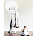 Miniatyrbild 3 av 5: Silver Nummer 1 Ballong, 1-års Kalas Folie Mylar Helium Ballonger, 100 cm