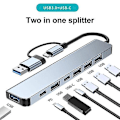 Miniatyrbilde 2 av 5: 7-i-1 Dockingstasjon USB-C Aluminium Lading USB 3.0 HDMI-kompatibel PD/TF-kort