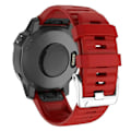 Miniatyrbillede 1 af 3: Kompatibel med Garmin Tactix 7 Pro / Fenix 7X / Fenix 6X Pro 26mm Urrem Silikone Armbåndsrem med Stål Sølvspænde Red