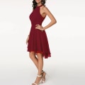 Miniatyrbilde 2 av 5: Damekjoler Elegant Halter Neck Ermeløs Kort Midi Kjole Purple 4XL