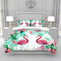 Miniatyrbild 2 av 5: Flamingo Påslakan King/Queen Size, rosa Djurliv Tropiska Djur Tryck Sängkläder Set För Barn Flickor Tonåringar, Palmblad Täcke