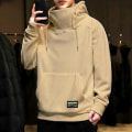 Pikkukuva 2 / 4: Paksu fleece huppari miesten syksyyn ja talveen, korkea kaulus, hupullinen collegepaita, hip hop -huppari grey XL