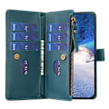 Miniatyrbillede 4 af 5: BF Style-19 Kompatibel Med Oppo A74 / A93 / A54 5G Lynlåslomme PU Læder Telefon Etui Wallet Stand Cover Green