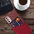 Miniatyrbillede 4 af 4: Kortholder Design Stof + PC + PU Læder Bagcover Stødsikkert Etui Kompatibelt til Motorola Moto G31 / G41 Red